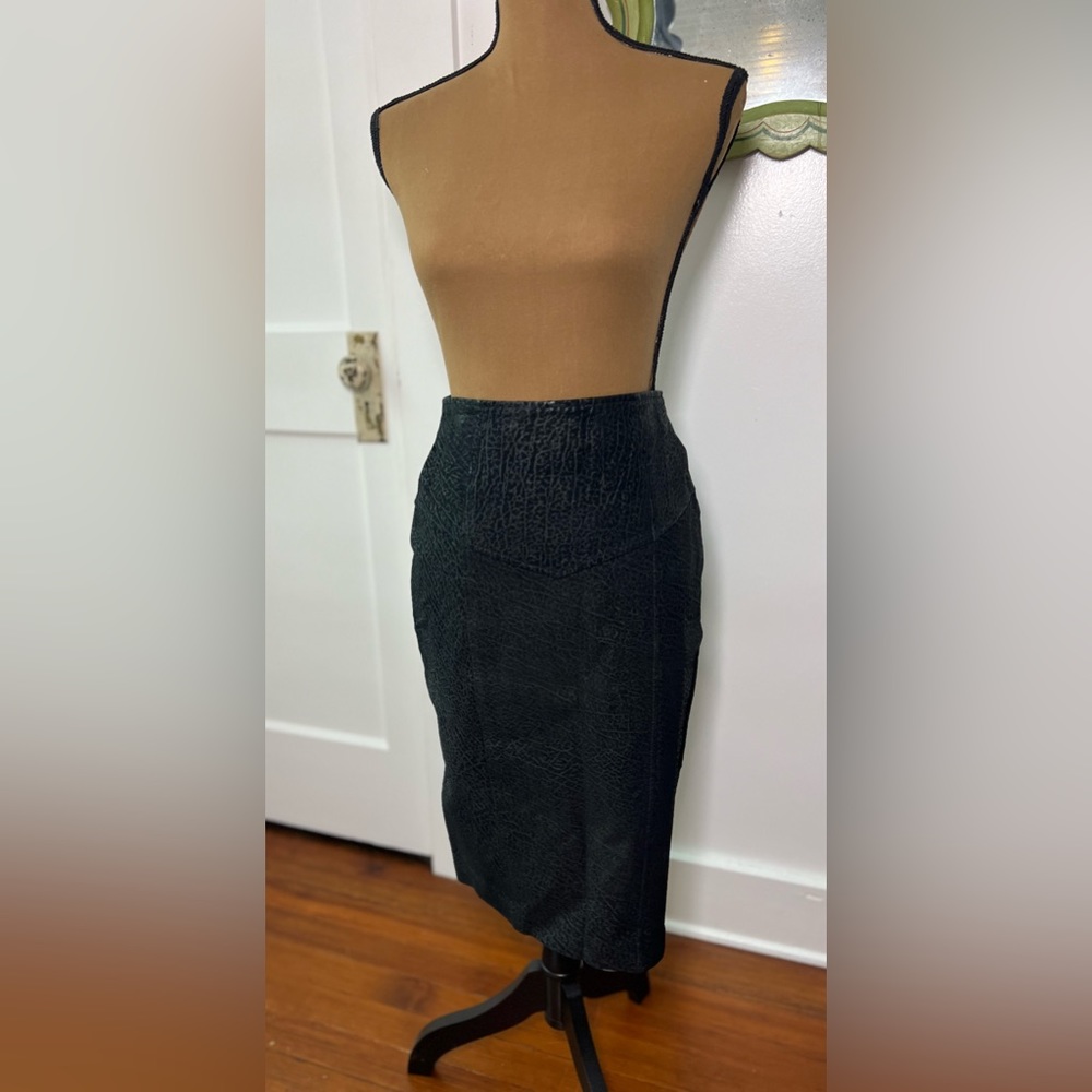Vintage Pelle Cuir Black Leather Skirt